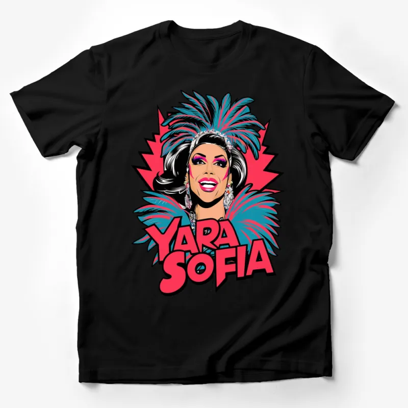 Yara Sofia Inspired Colorful Drag Queen T-Shirt, Pop Art Style, Vibrant Fashion Top Male T-Shirt