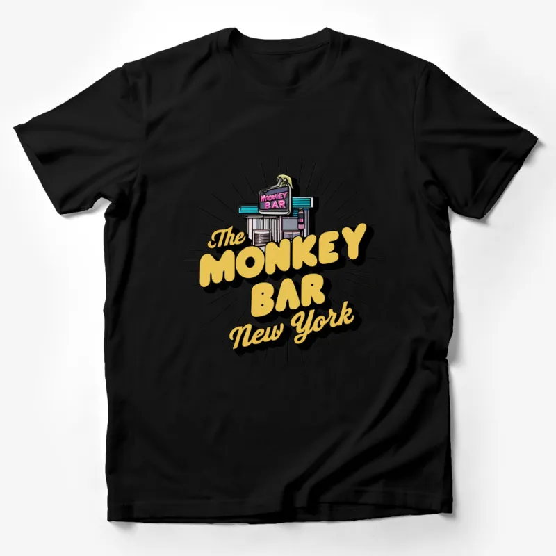 Vintage Monkey Bar New York T-Shirt, Retro Diner Graphic Tee, Classic Bar Logo, Urban Streetwear Male T-Shirt