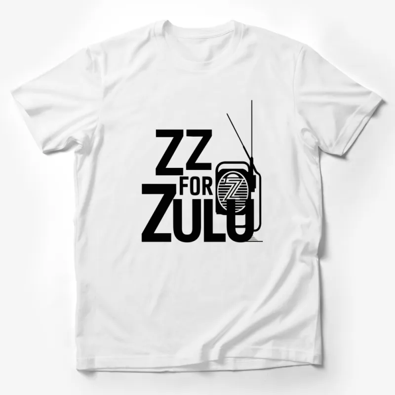 ZZ for Zulu Retro Radio Graphic T-Shirt, Classic Black and White Tee, Unique Radio Lover Gift Male T-Shirt