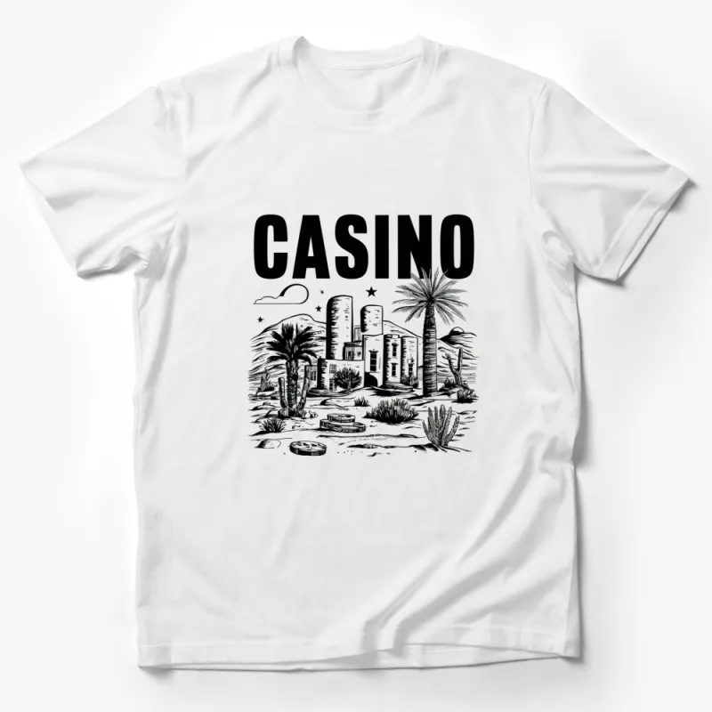 Retro Casino T-Shirt, Vintage Gambling Graphic Tee, Desert Casino Las Vegas Style Shirt Male T-Shirt