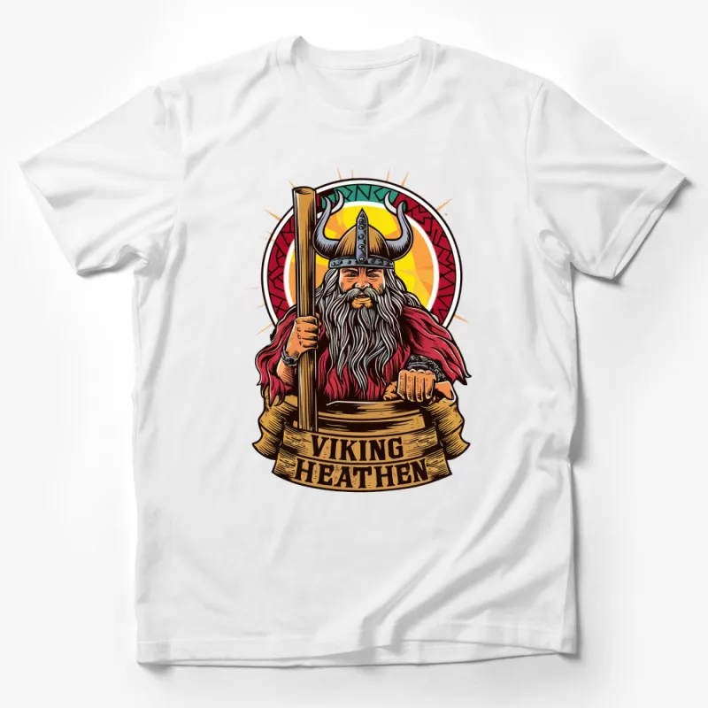 Viking Heathen Graphic T-Shirt, Norse Mythology Warrior, Men's Tribal Art Tee, Unique Viking Apparel Male T-Shirt