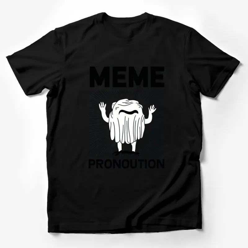 Funny Meme Pronoution Graphic T-Shirt, Unisex Casual Outfit, Gift Idea, White Tee with Cartoon Design Male T-Shirt