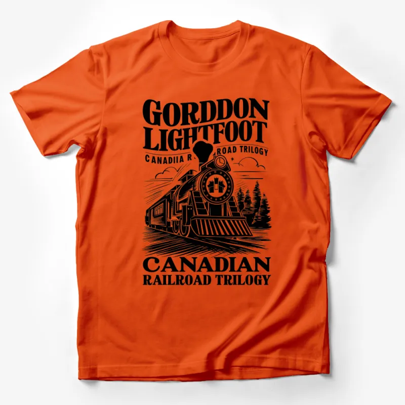 Gordon Lightfoot Canadian Railroad Trilogy T-Shirt, Vintage Train Graphic Tee, Black and White Locomotive Shirt Male T-Shirt