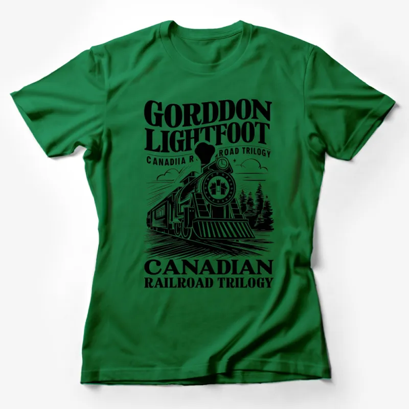 Gordon Lightfoot Canadian Railroad Trilogy T-Shirt, Vintage Train Graphic Tee, Black and White Locomotive Shirt Female T-Shirt