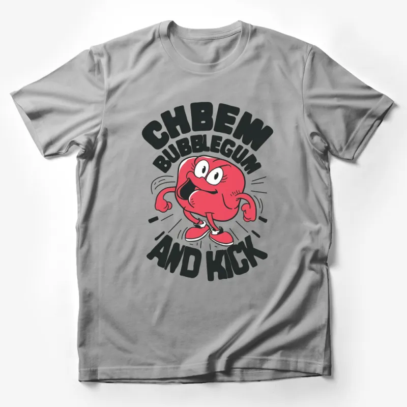 Funny Bubblegum Character T-Shirt, Chew and Kick Comic Style Shirt, Unique Graphic Tee, Unisex Male T-Shirt