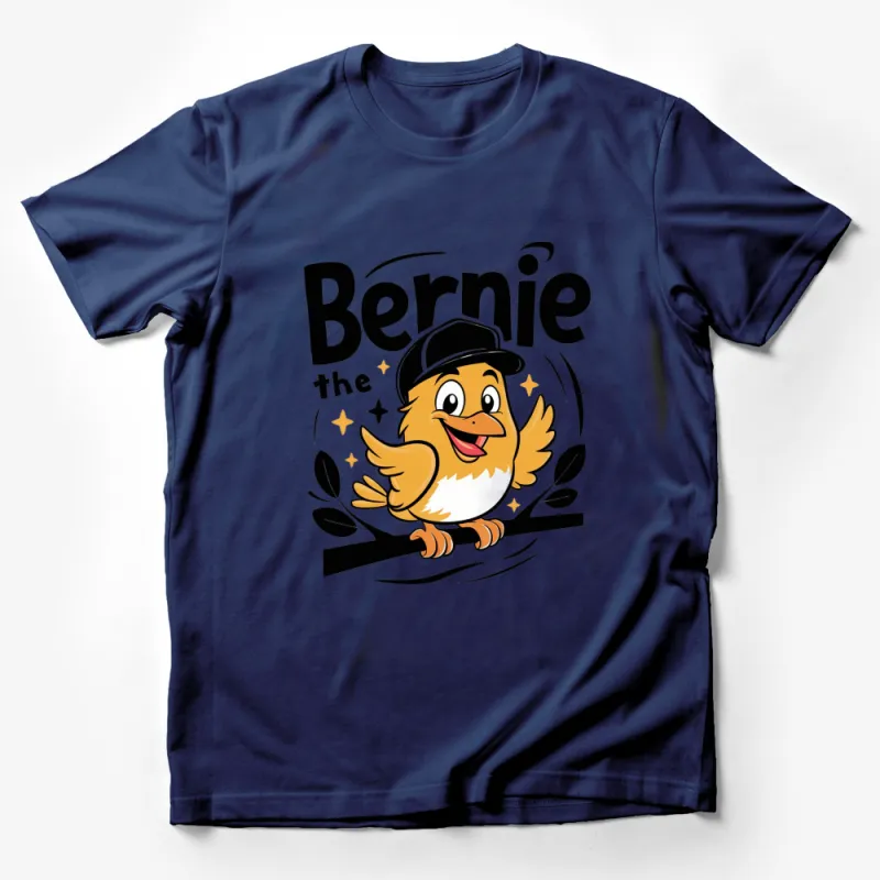 Bernie the Bird Cartoon Graphic T-Shirt, Cute Bird with Hat Design, Unisex Casual Wear Male T-Shirt