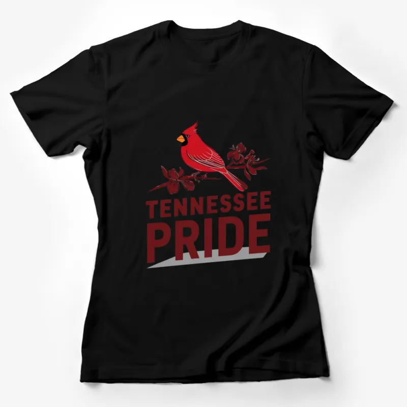 Tennessee Pride Cardinal Bird Graphic T-Shirt, Red Bird and Flowers, Stylish Casual Wear, Unisex Tee Female T-Shirt