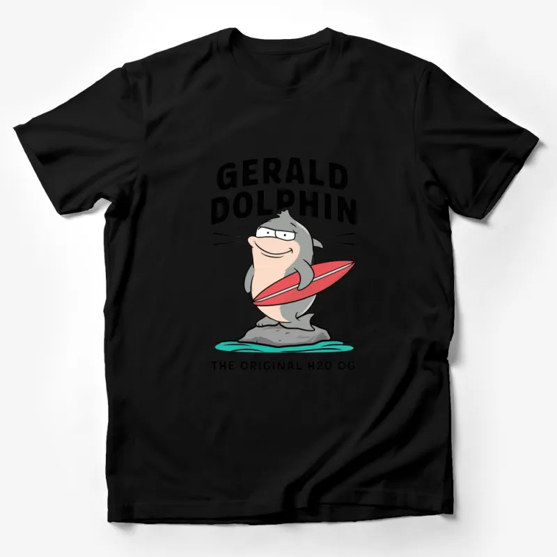 Gerald Dolphin The Original H2O OG Funny Surfing T-Shirt, Cartoon Dolphin Graphic Tee, Beachwear Casual Shirt Male T-Shirt