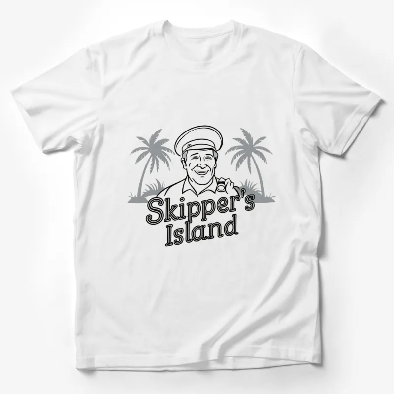 Vintage Skipper's Island T-Shirt, Naval Cap and Palm Trees, Beach Themed Graphic Tee, Casual Summer Shirt Male T-Shirt