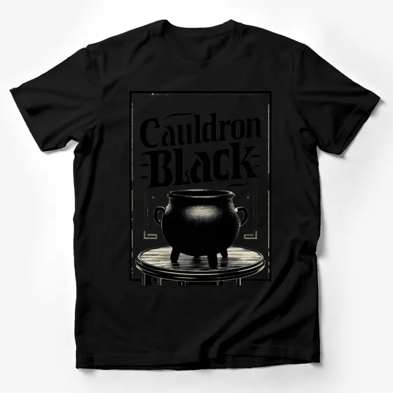 Cauldron Black Graphic T-Shirt, Witchy Aesthetic, Unique Bold Print, Unisex Tee Male T-Shirt