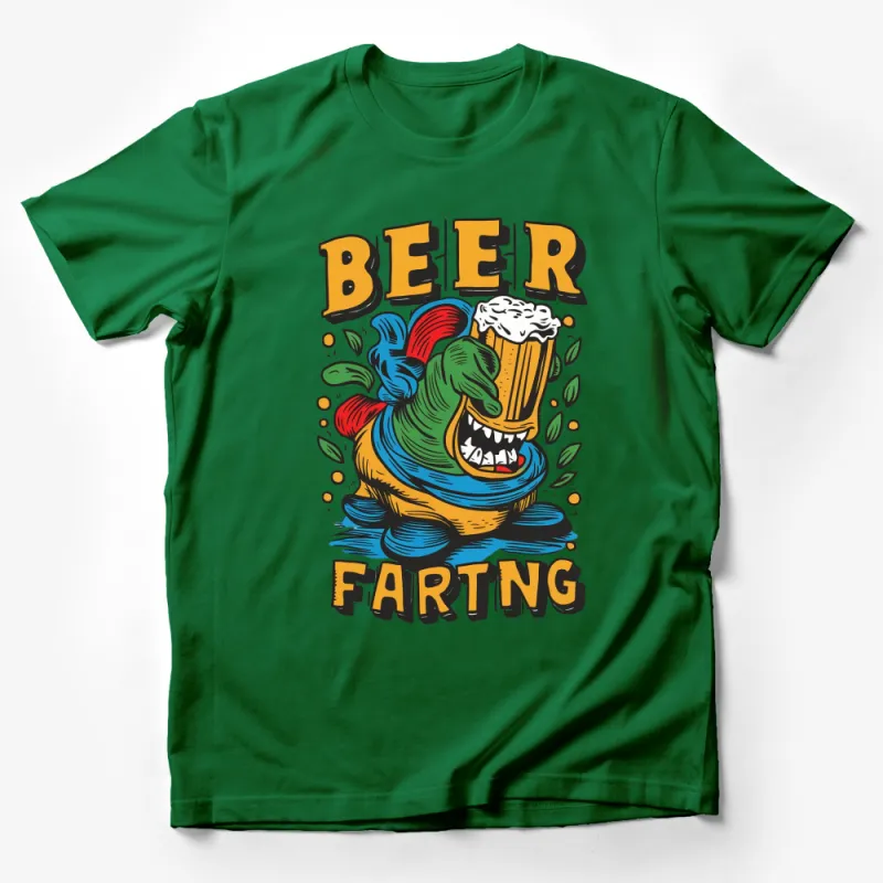 Dinosaur Drinking Beer T-Shirt, Funny Beer Lover Gift, Unique Graphic Tee, Colorful Dino Design Male T-Shirt