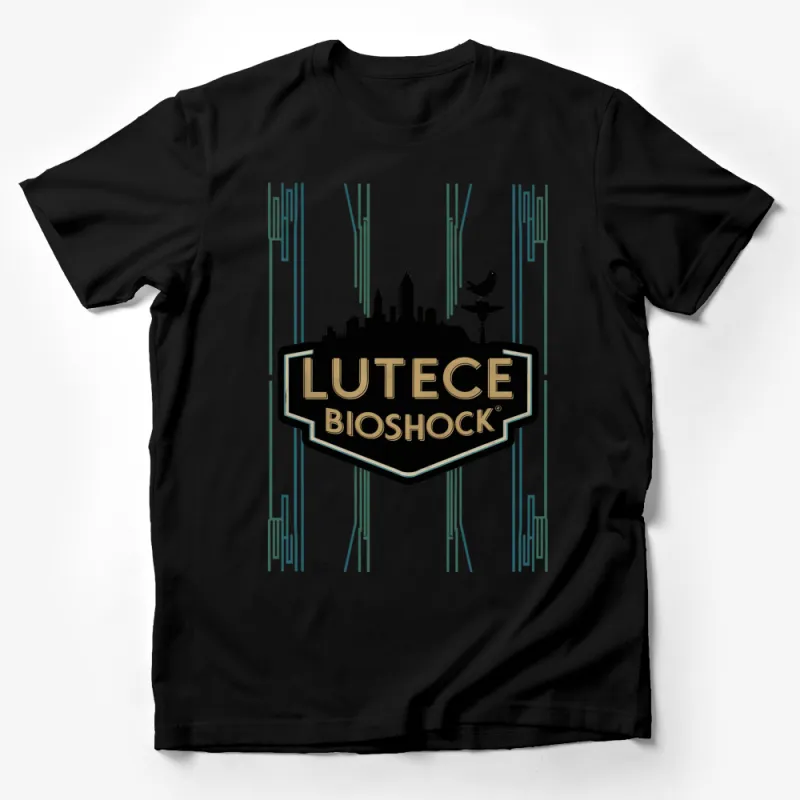 Bioshock Lutece Twins Art Deco T-Shirt, Retro Video Game Apparel, Unique Gaming Gift Male T-Shirt