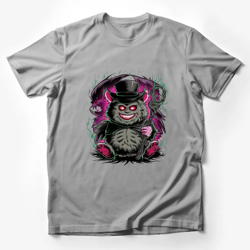 Funky Monster T-Shirt, Purple Energy Spooky Creature, Graphic Tee Male T-Shirt