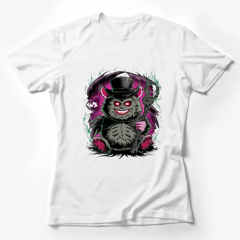 Funky Monster T-Shirt, Purple Energy Spooky Creature, Graphic Tee Female T-Shirt