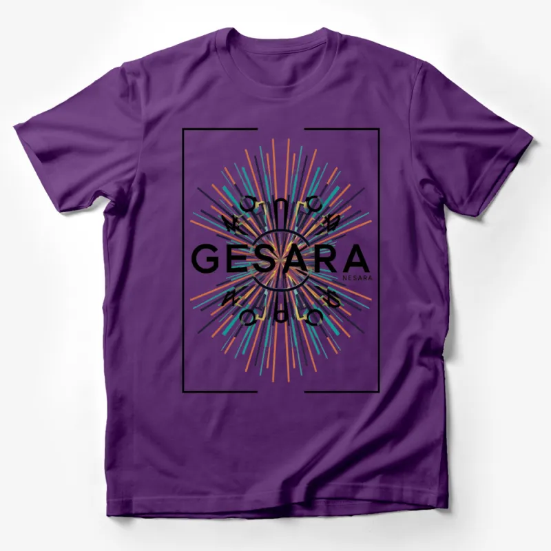 Colorful GESARA NESARA Motif T-Shirt, Unisex Vibrant Positive Energy Tee, Inspirational Fashion Statement Top Male T-Shirt