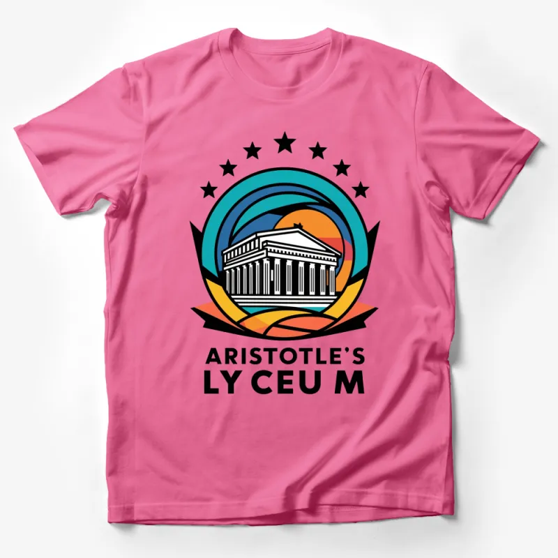 Aristotle Lyceum Emblem T-Shirt, Vintage Parthenon Graphic Tee, Historical Building Shirt, Classical Gift for History Buffs Male T-Shirt