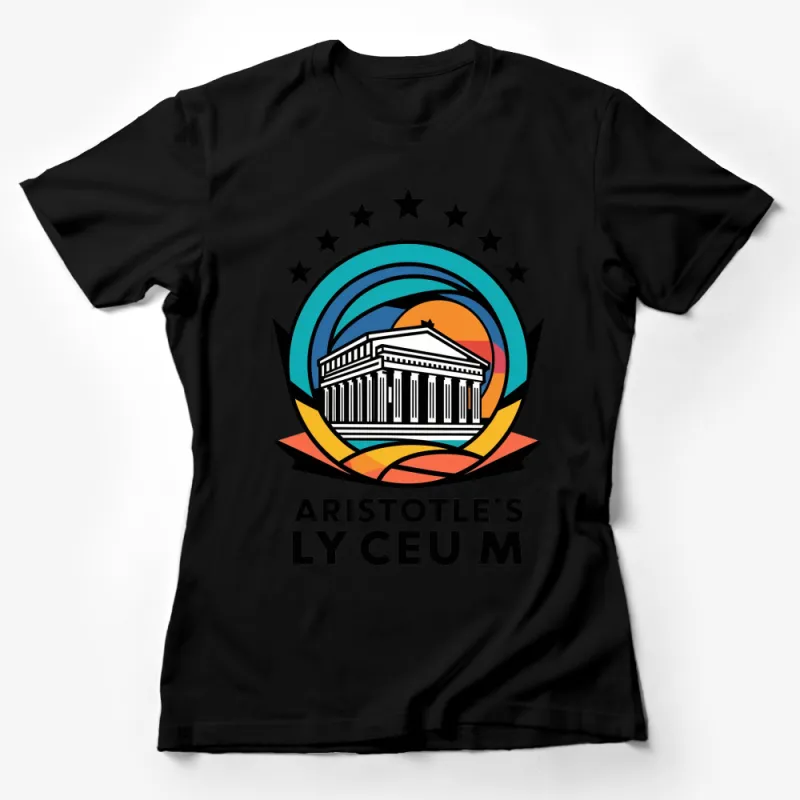 Aristotle Lyceum Emblem T-Shirt, Vintage Parthenon Graphic Tee, Historical Building Shirt, Classical Gift for History Buffs Female T-Shirt