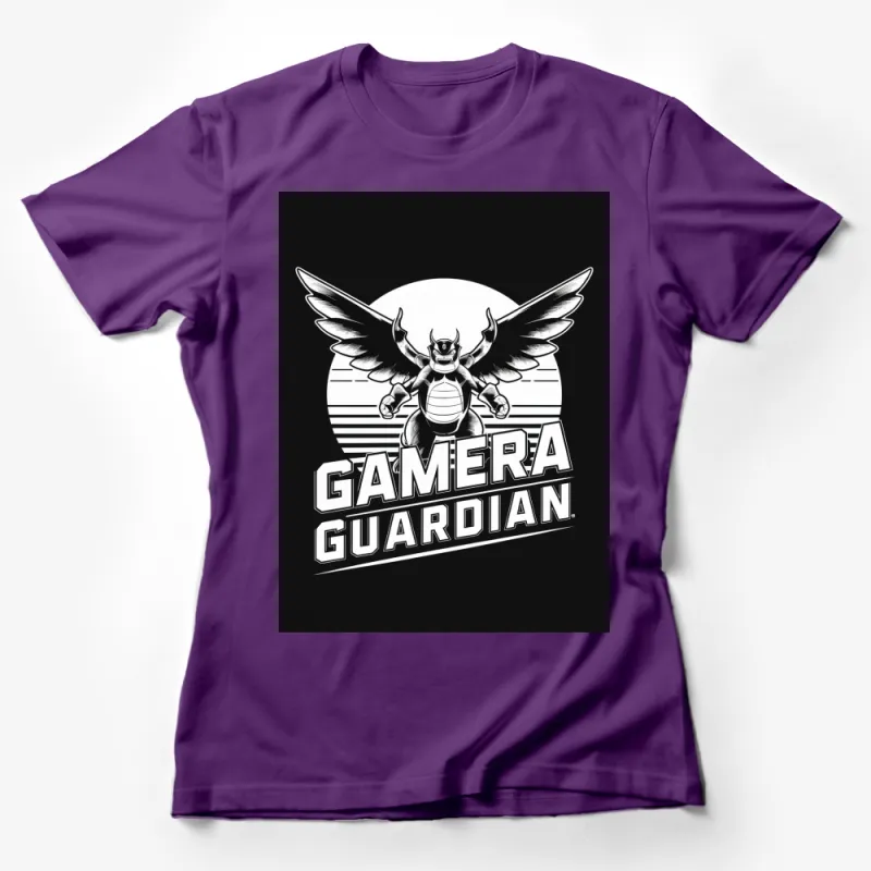 Gamera Guardian Retro Style T-Shirt, Vintage Gamer Graphic Tee, Cool Black and White Shirt Female T-Shirt