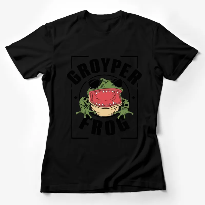 Groyper Frog T-Shirt with Sunglasses, Unique Graphic Tee, Cool Amphibian Design Shirt Female T-Shirt