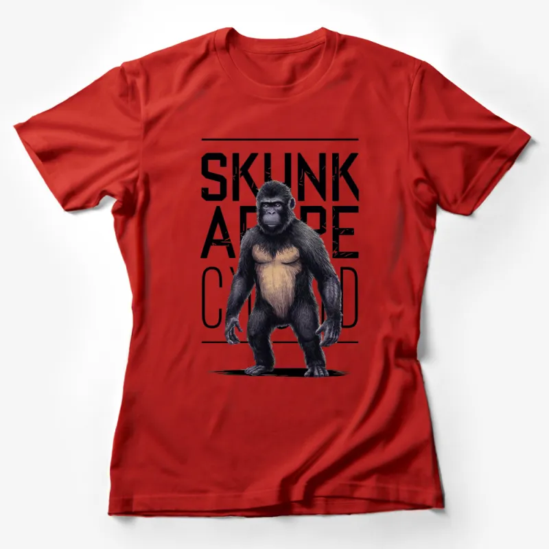 Skunk Ape Cryptid Graphic T-Shirt, Mythical Creature Tee, Unique Bigfoot Design, Men's and Women's Sizes Female T-Shirt