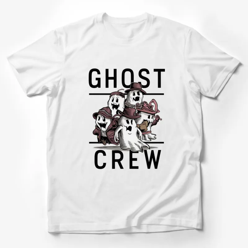 Ghost Crew Band Cartoon Graphic Tee, Spooky Music Themed T-Shirt, Halloween Party Apparel, Unisex Male T-Shirt