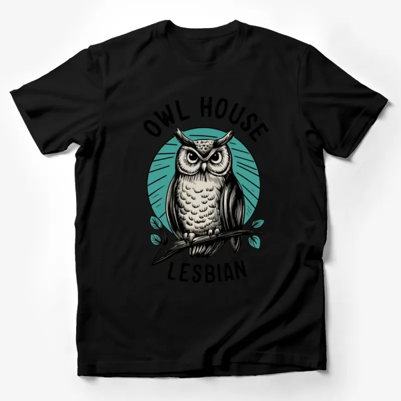 Owl House Lesbian T-Shirt, Vintage Owl Graphic Tee, LGBTQ Pride, Nature Lover Top, Casual Streetwear Male T-Shirt