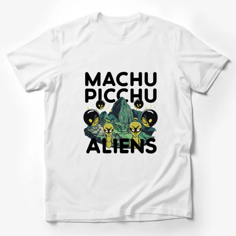 Machu Picchu Aliens Graphic T-Shirt, Unique UFO and Ancient Ruins Design, Unisex Tee Male T-Shirt