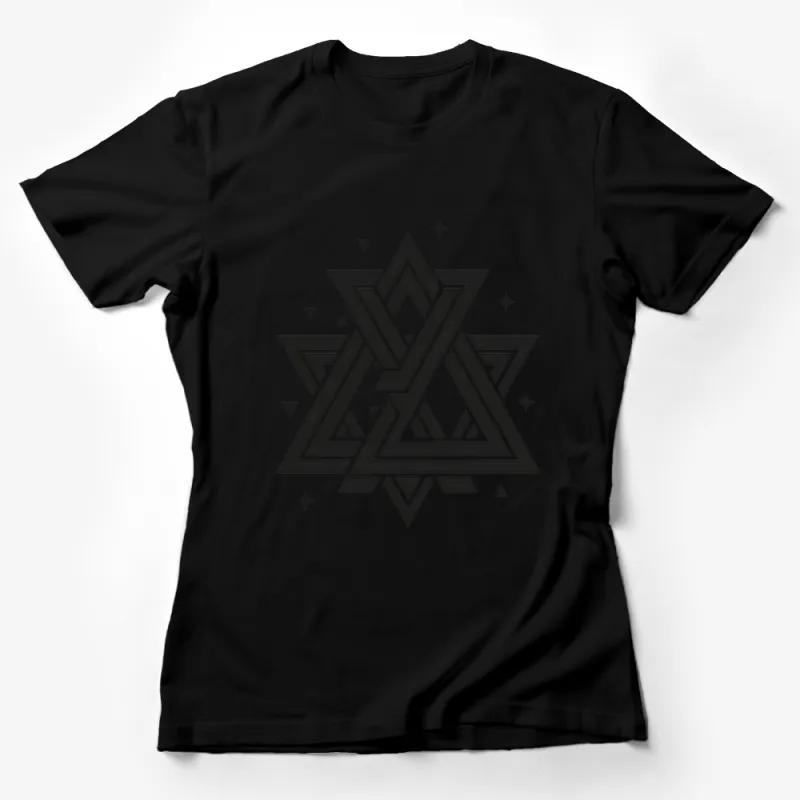 Geometric Star Design Unisex T-Shirt, Black and White Graphic Tee, Stylish Casual Wear Female T-Shirt