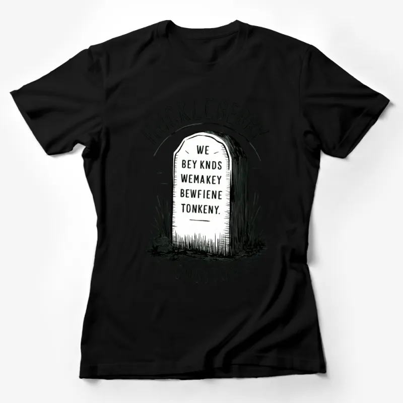 Huckleberry Tombstone Graphic T-Shirt, Unique Vintage Style Gothic Tee, Casual Fashion Top Female T-Shirt