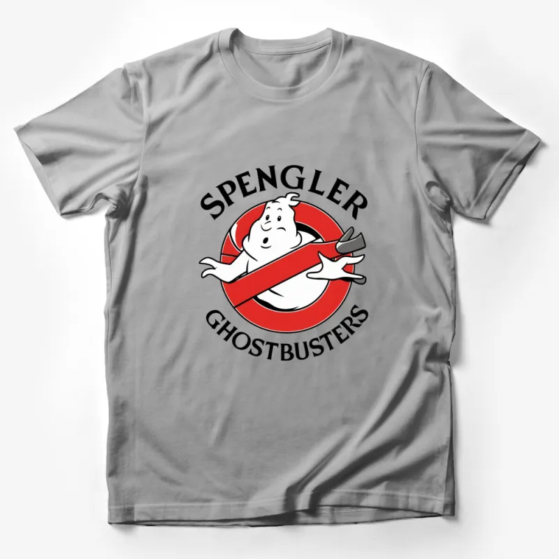 Ghostbusters Spengler Logo T-Shirt, Classic Movie Fan Apparel, Red and White Male T-Shirt