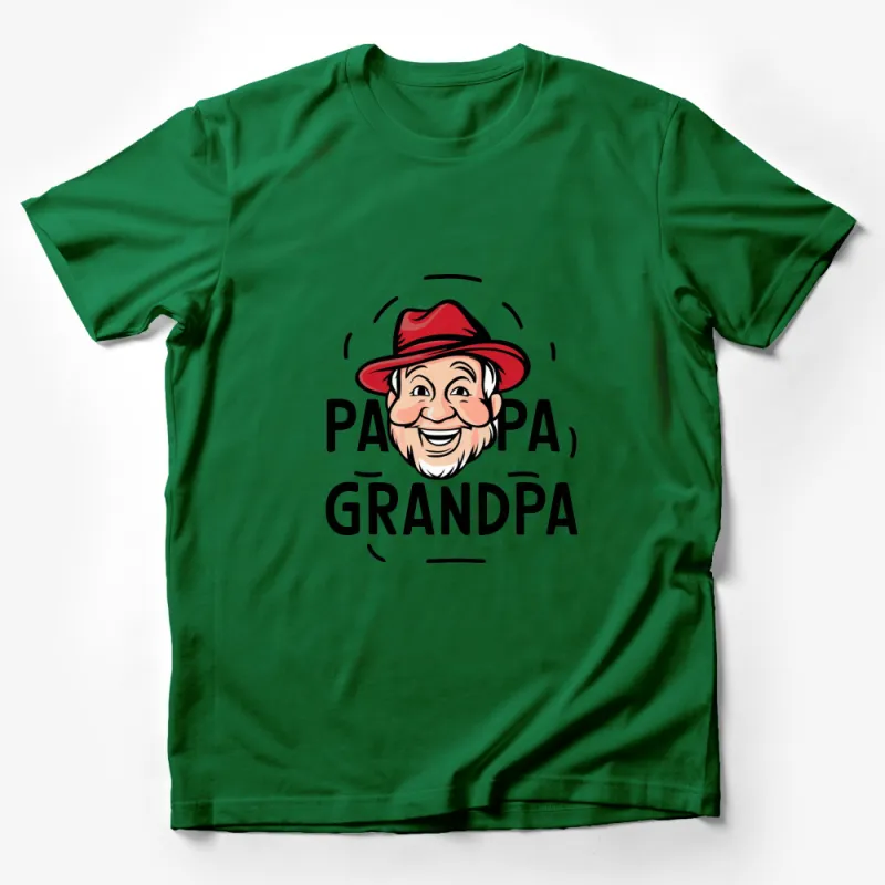 Funny Grandpa Shirt, Papa Grandpa Graphic Tee, Red Hat Smiling Face Gift, Family Love T-Shirt Male T-Shirt