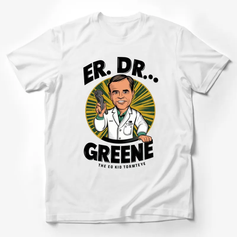 Dr. Greene Cartoon Graphic T-Shirt, Emergency Room TV Show Inspired, Retro Style, Pop Culture, Casual Wear Male T-Shirt