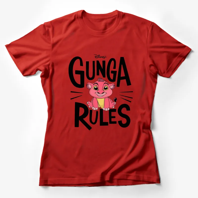 Disney Lion King Gunga Rules Graphic T-Shirt, Pink Cartoon Lion Tee, Kids and Adults Sizes Available Female T-Shirt