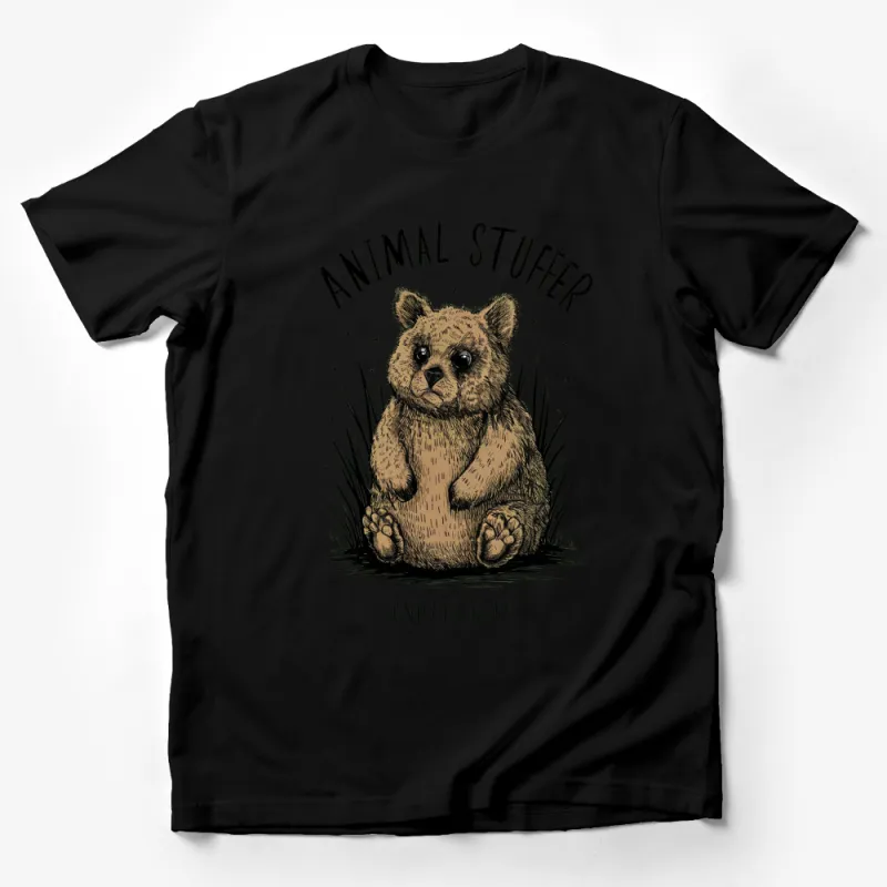 Cute Animal Stuffer Bear Graphic T-Shirt, Vintage Style Nature Inspired Tee, Unisex Casual Apparel Male T-Shirt