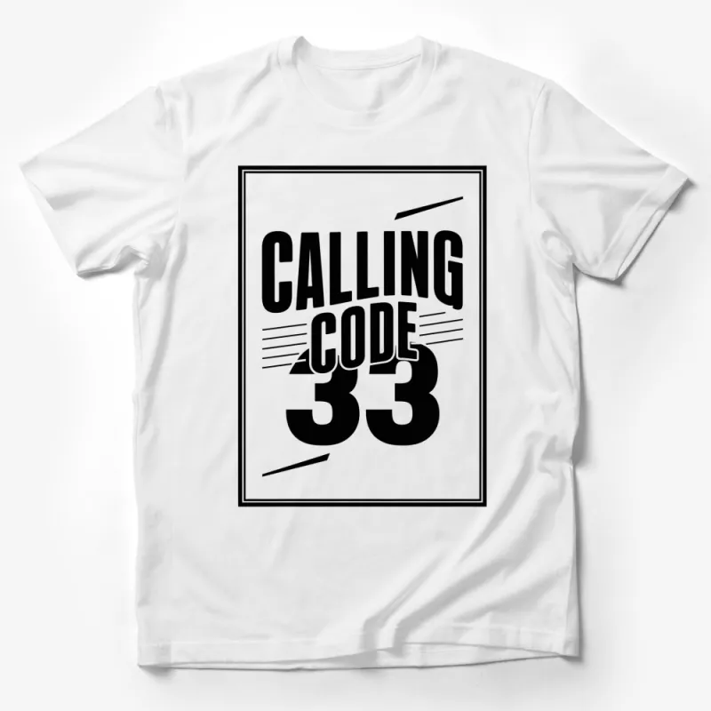 Calling Code 33 Bold Graphic T-Shirt, Black and White Typography Tee, Stylish Modern Unisex Shirt Male T-Shirt