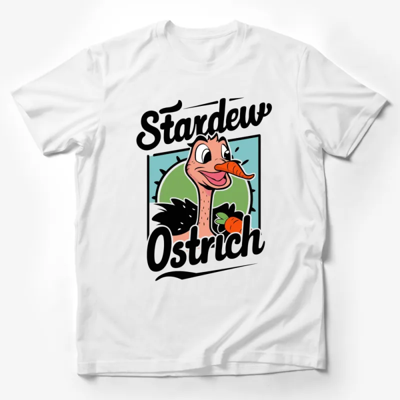 Stardew Ostrich Cartoon T-Shirt, Cute Bird Graphic Tee, Colorful Animal Shirt for All Ages Male T-Shirt