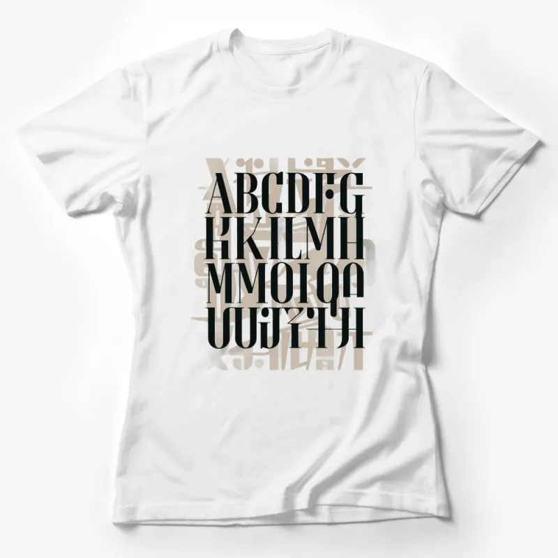 Abstract Alphabet T-Shirt, Unique Letter Design, Modern Typography Tee for Adults and Kids Female T-Shirt