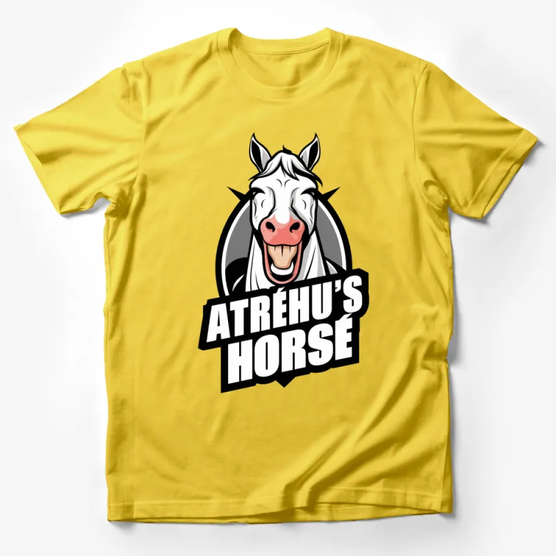 Atrehu's Horse Graphic T-Shirt, Fun White Horse Face Design, Unique Animal Tee Male T-Shirt