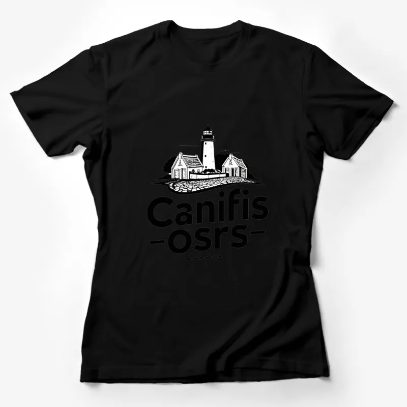 Vintage Lighthouse Graphic T-Shirt, Classic Monochrome Design, Unisex Casual Wear Female T-Shirt