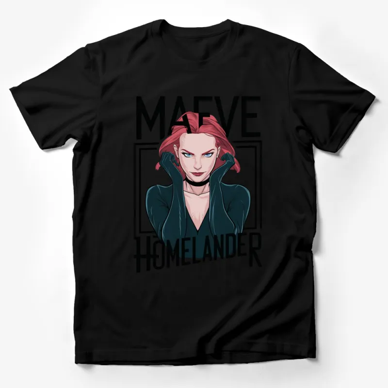 Maeve Homelander Inspired Graphic T-Shirt, Comic Style Female Superhero Tee, Bold Red Hair Design Male T-Shirt