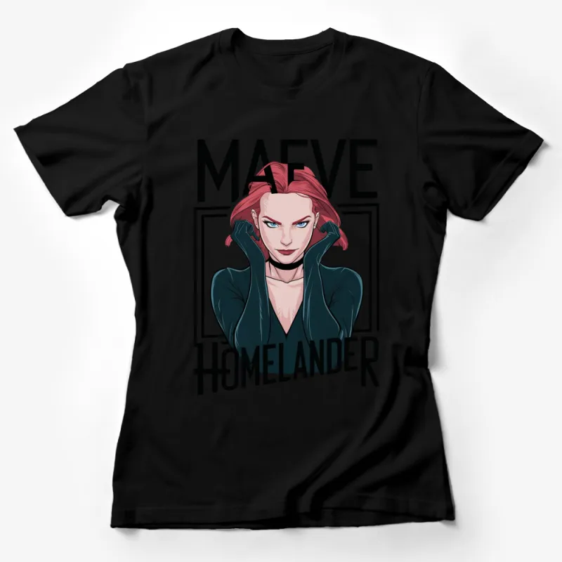 Maeve Homelander Inspired Graphic T-Shirt, Comic Style Female Superhero Tee, Bold Red Hair Design Female T-Shirt