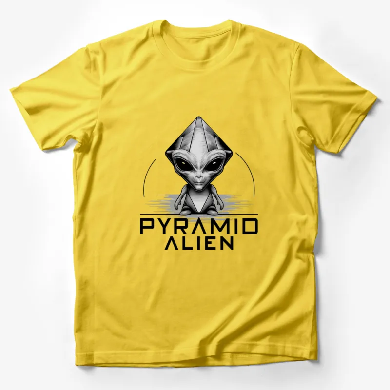 Pyramid Alien Graphic T-Shirt, Unique UFO Extraterrestrial Design, Cool Sci-Fi Alien Tee, Unisex Fashion Male T-Shirt