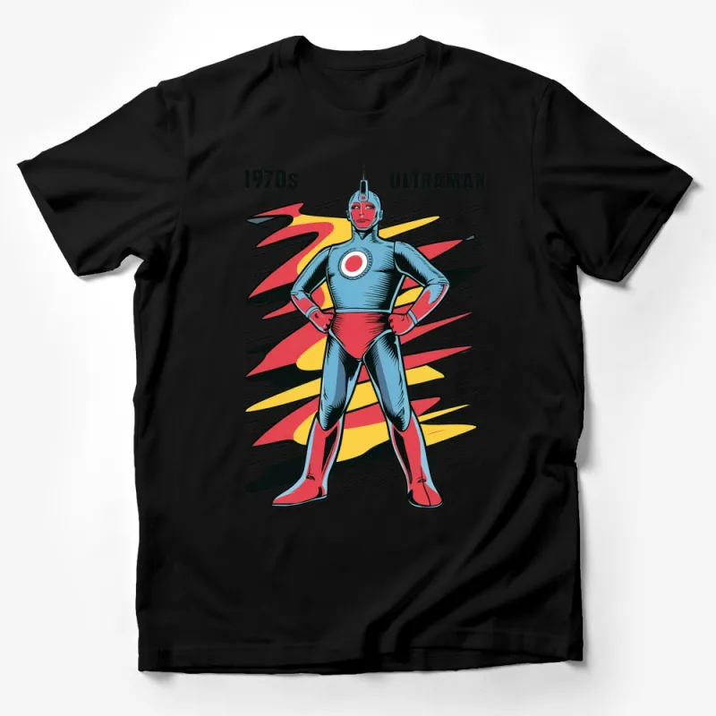 Vintage 1970s Ultraman T-Shirt, Classic Superhero Graphic Tee, Retro Pop Culture Casual Wear Male T-Shirt