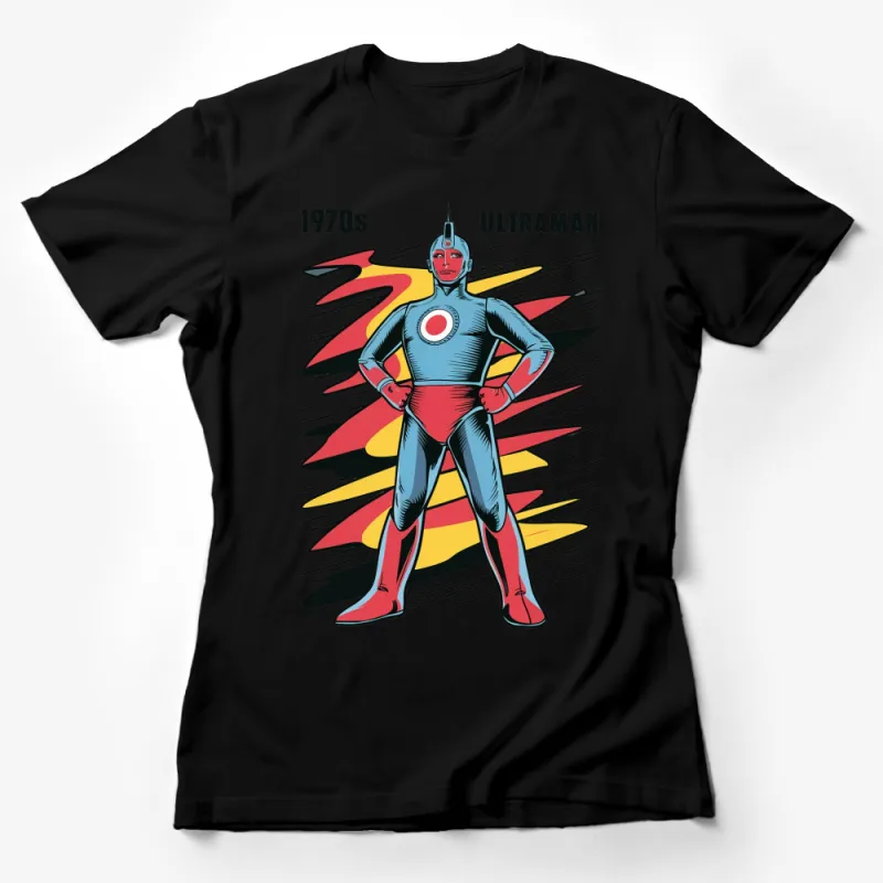 Vintage 1970s Ultraman T-Shirt, Classic Superhero Graphic Tee, Retro Pop Culture Casual Wear Female T-Shirt