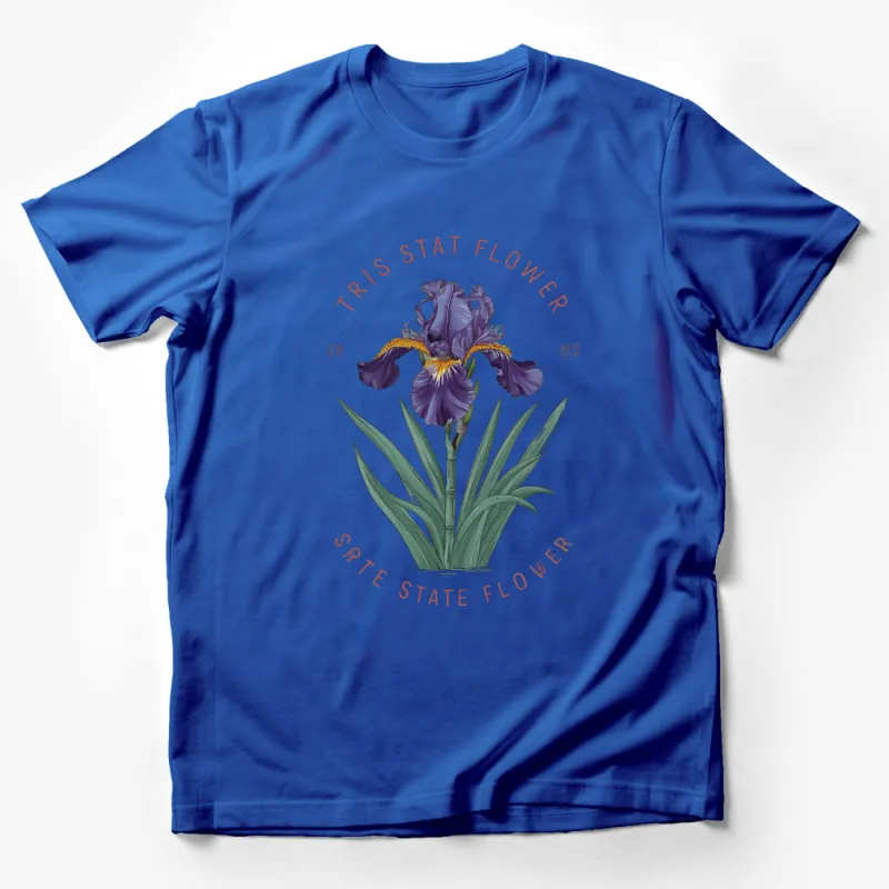 Vintage Iris Flower T-Shirt, Botanical Art Tee, State Flower Illustration, Floral Graphic Shirt Male T-Shirt