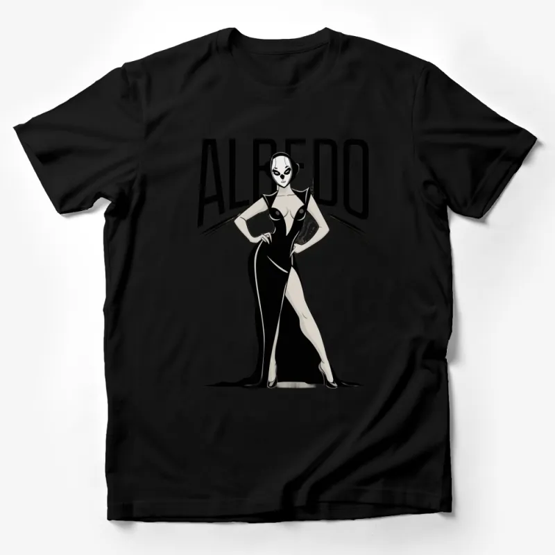 Albedo Overlord Anime Character Black and White T-Shirt, Stylish Graphic Tee for Men and Women Male T-Shirt