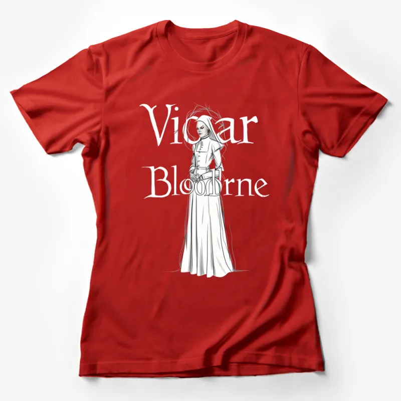 Vicar Bloodborne Graphic T-Shirt, Gothic Style Monochrome Design, Unisex Tee Female T-Shirt