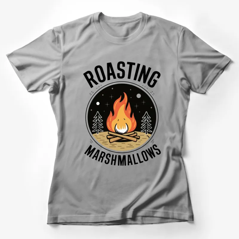 Roasting Marshmallows Campfire Graphic T-Shirt, Vintage Style Camping Tee, Unisex Outdoor Shirt Female T-Shirt