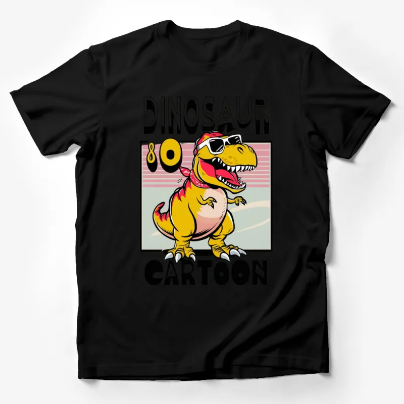 Retro Dinosaur Cartoon T-Shirt, Cool T-Rex with Sunglasses Vintage Tee Male T-Shirt