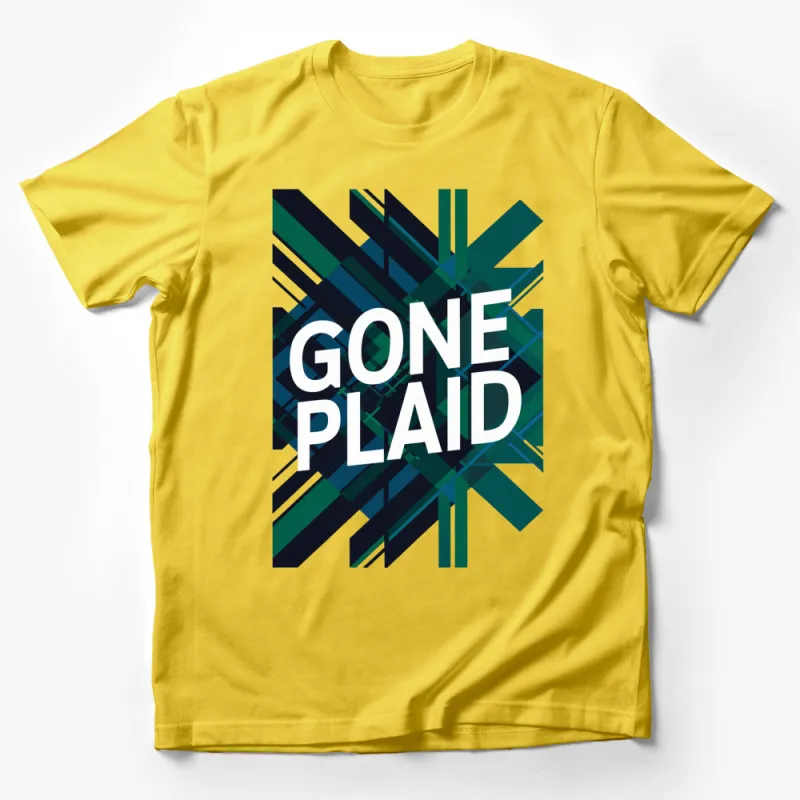 Green Blue Plaid Pattern GONE PLAID Graphic T-Shirt, Unisex Modern Art Inspired Tee Male T-Shirt